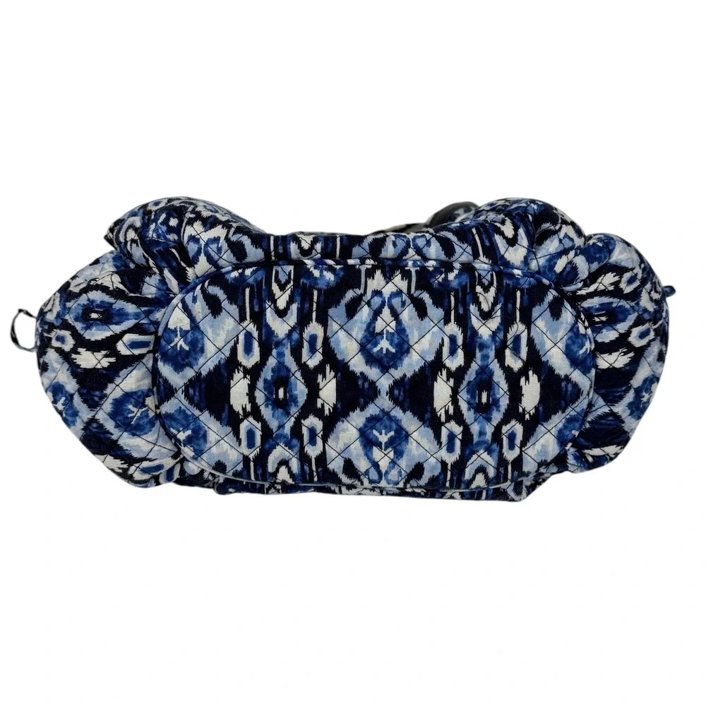 Vera Bradley Island Glenna Indigo Ikat Quilted Satchel Shoulder Bag Blue White
